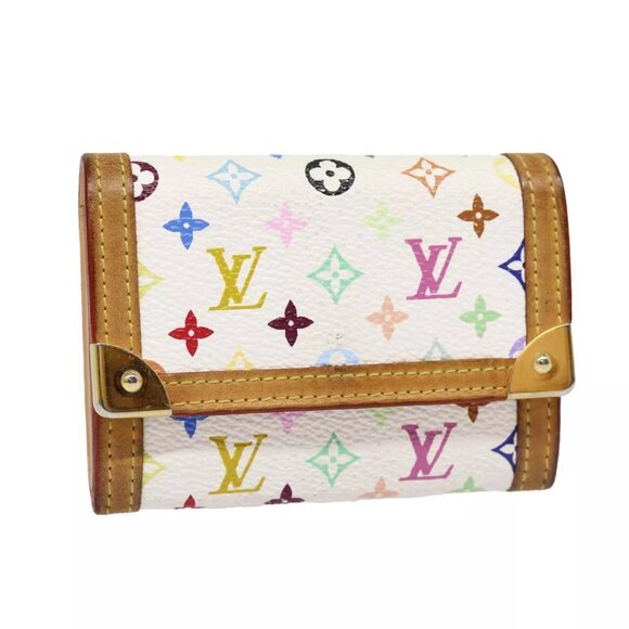 LOUIS VUITTON Monogram Multicolor Porte Monnaie Plat White - Picture 1 of 16